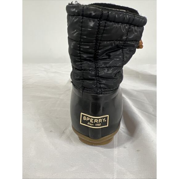 Sperry Black Saltwater Quilted Duck Ankle Boots Womens 8.5 M STS80755 Waterproof - Picture 8 of 11